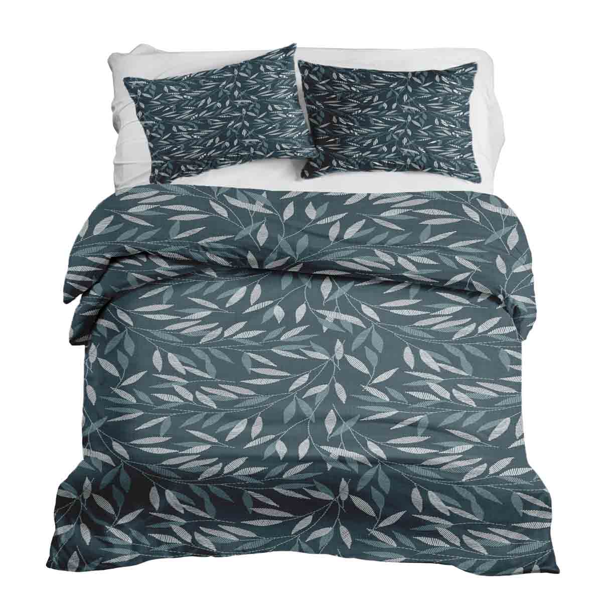 Set di biancheria da letto con coperte terapeutiche e rami blu