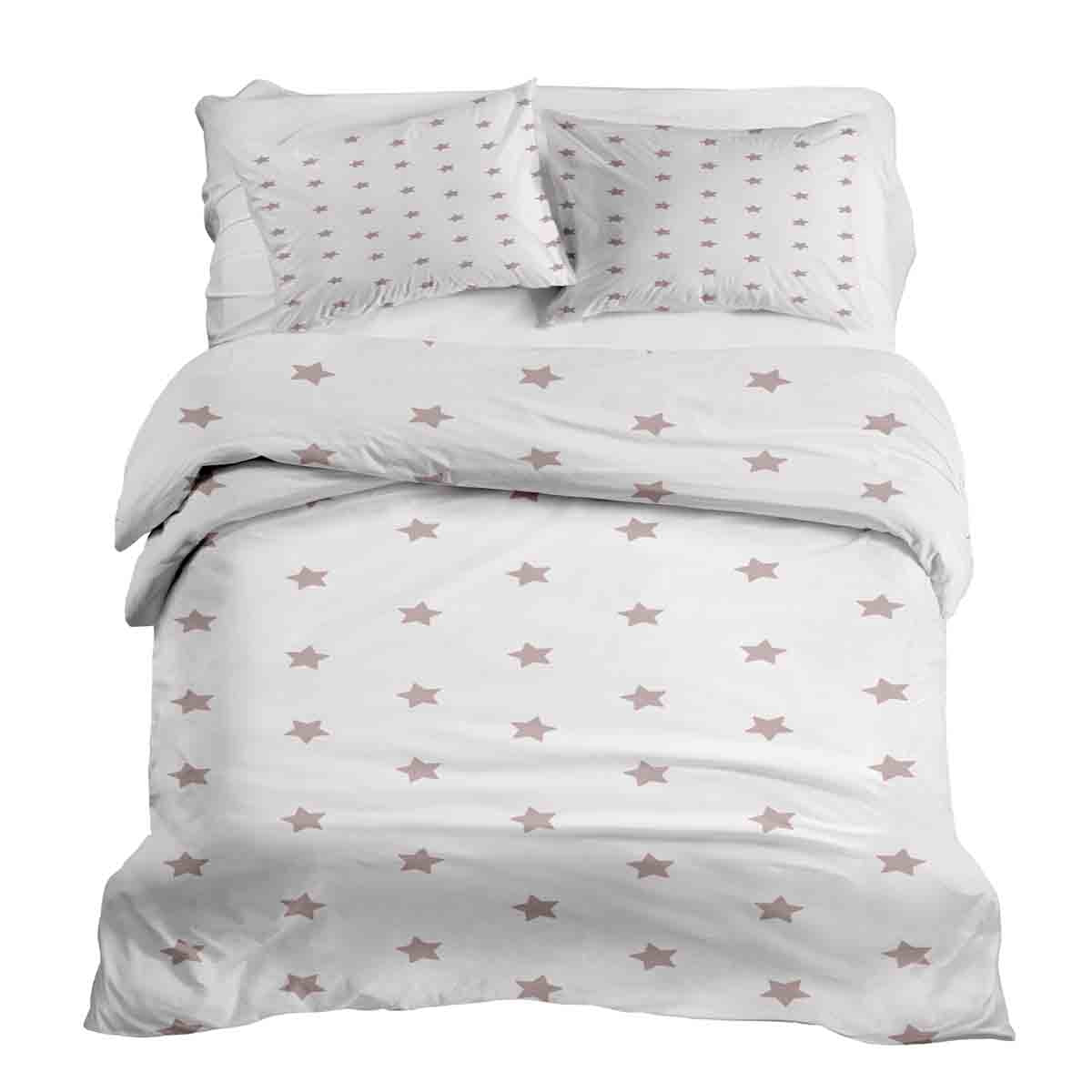 Set di biancheria da letto con coperte terapeutiche bianco con stelle rosa