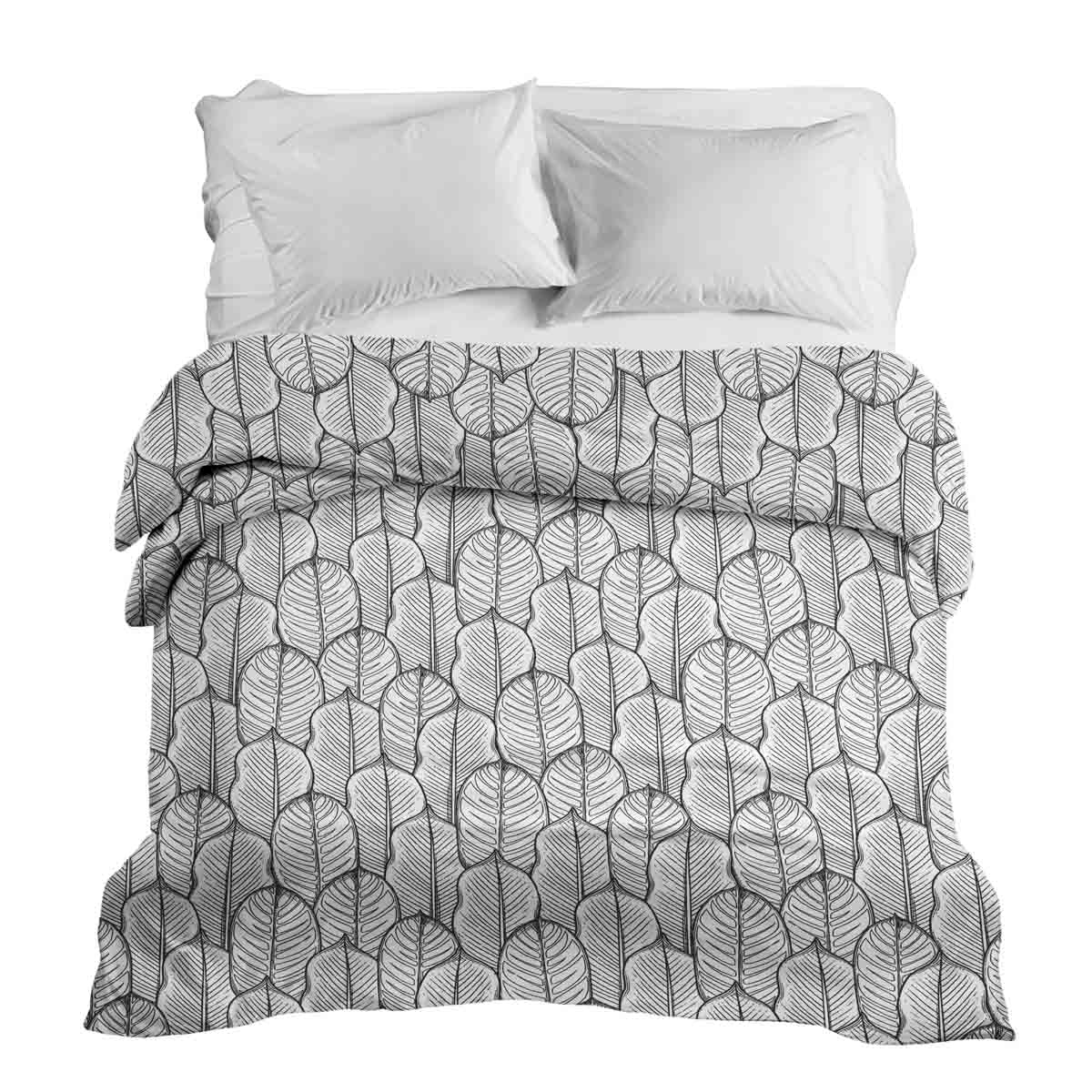 Coperta terapeutica originale - Rivestimento in cotone grigio con foglie di acero