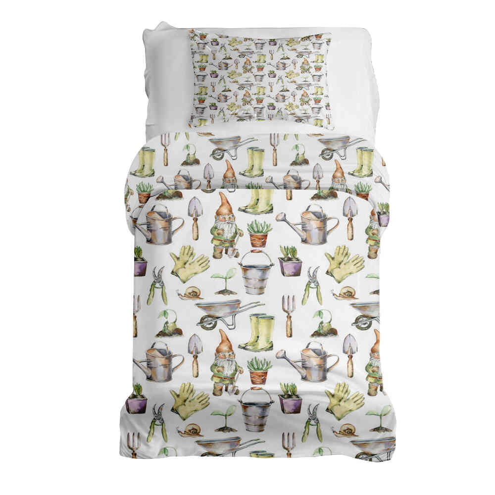 Set di biancheria da letto con coperte terapeutiche bianco giardinaggio