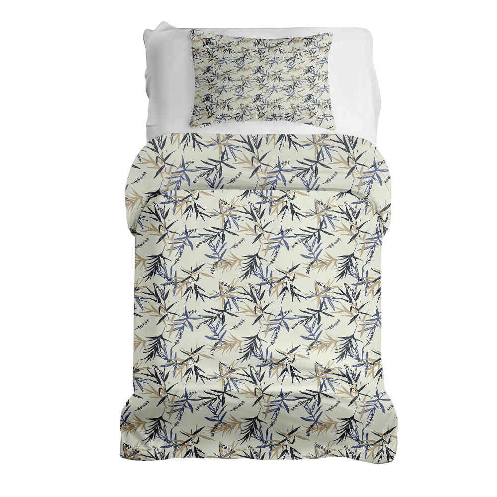 Set di biancheria da letto con coperta terapeutica motivo foglia beige