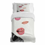 Set di biancheria da letto con coperte terapeutiche bianco con labbra