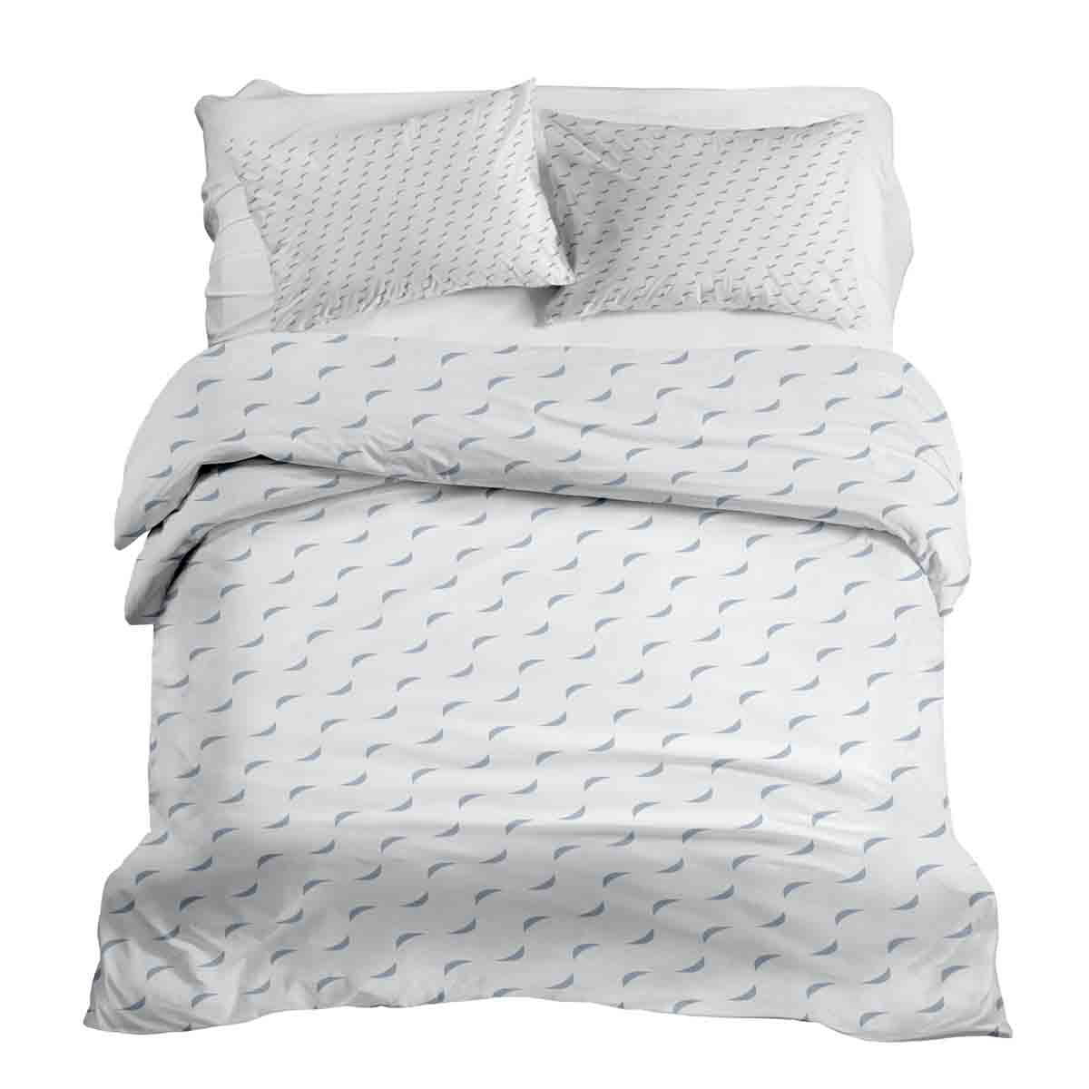Set di biancheria da letto con coperte terapeutiche bianco con onde blu