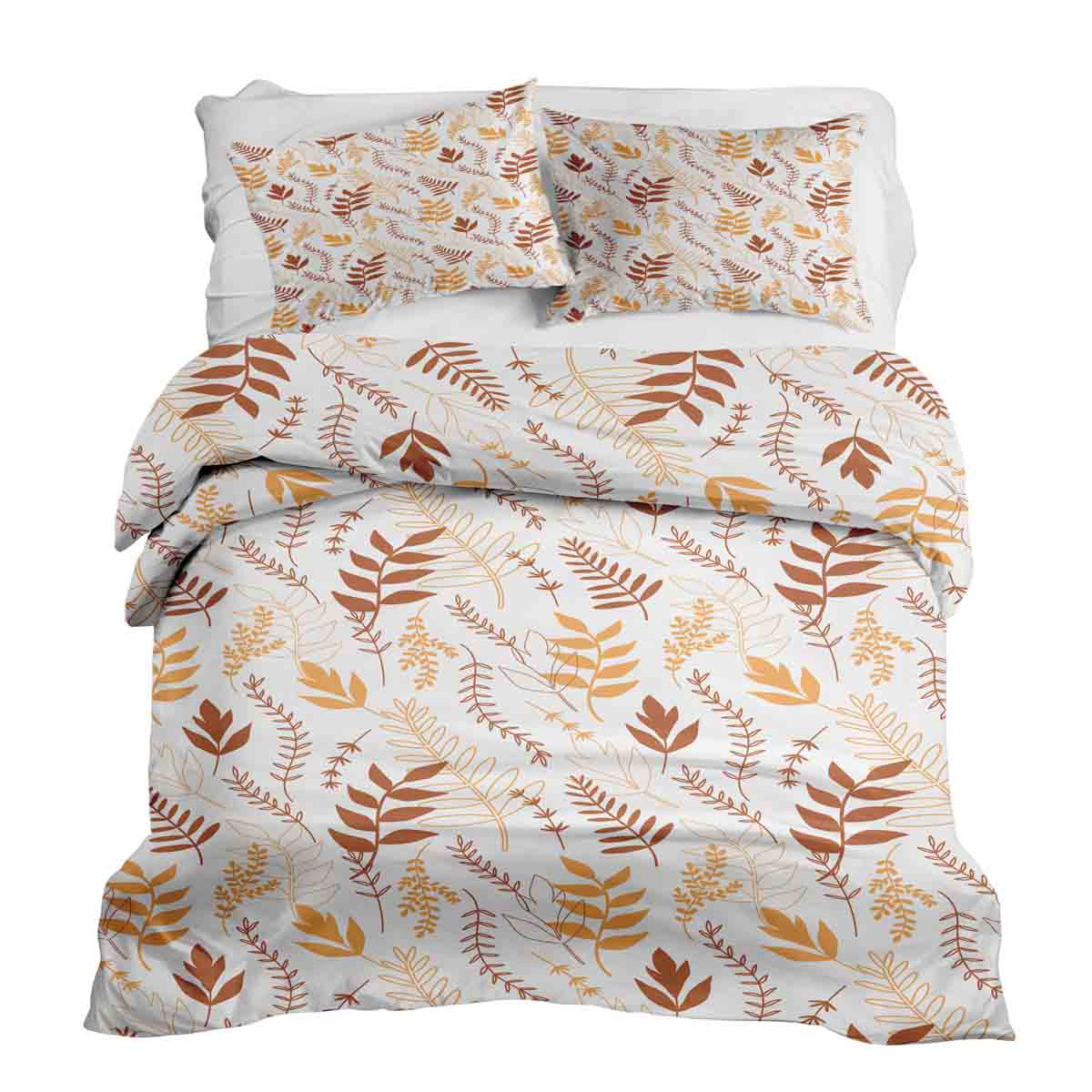 Set di biancheria da letto con coperte terapeutiche bianco con rami autunnali