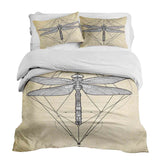 Set di biancheria da letto con coperta terapeutica gialla con libellula