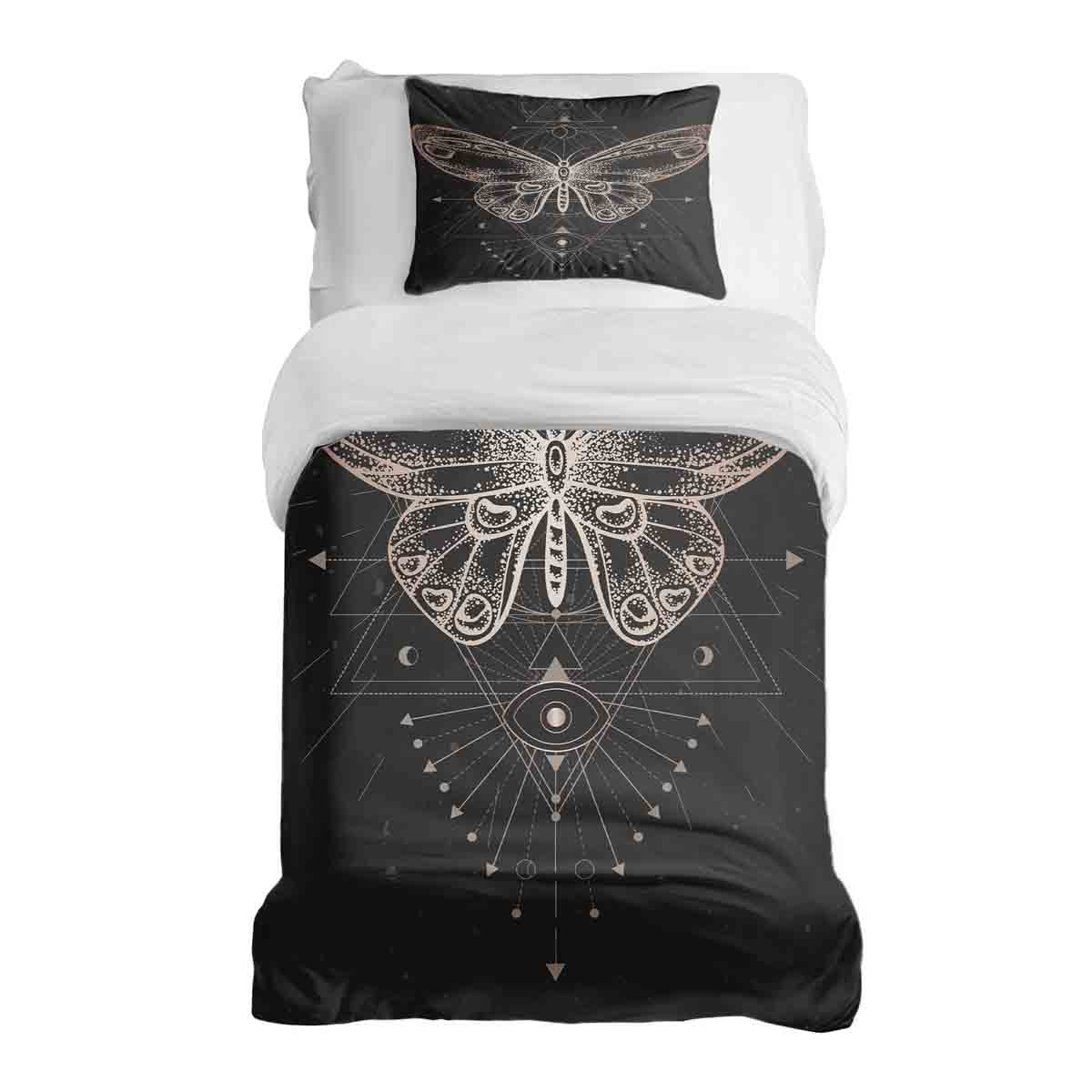 Set di biancheria da letto con coperta terapeutica nera con farfalla