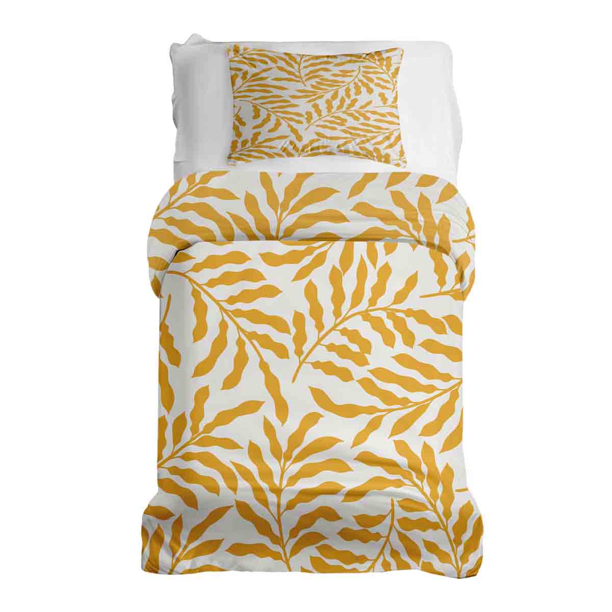 Set di biancheria da letto con coperte terapeutiche e rami gialli