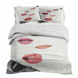 Set di biancheria da letto con coperte terapeutiche bianco con labbra