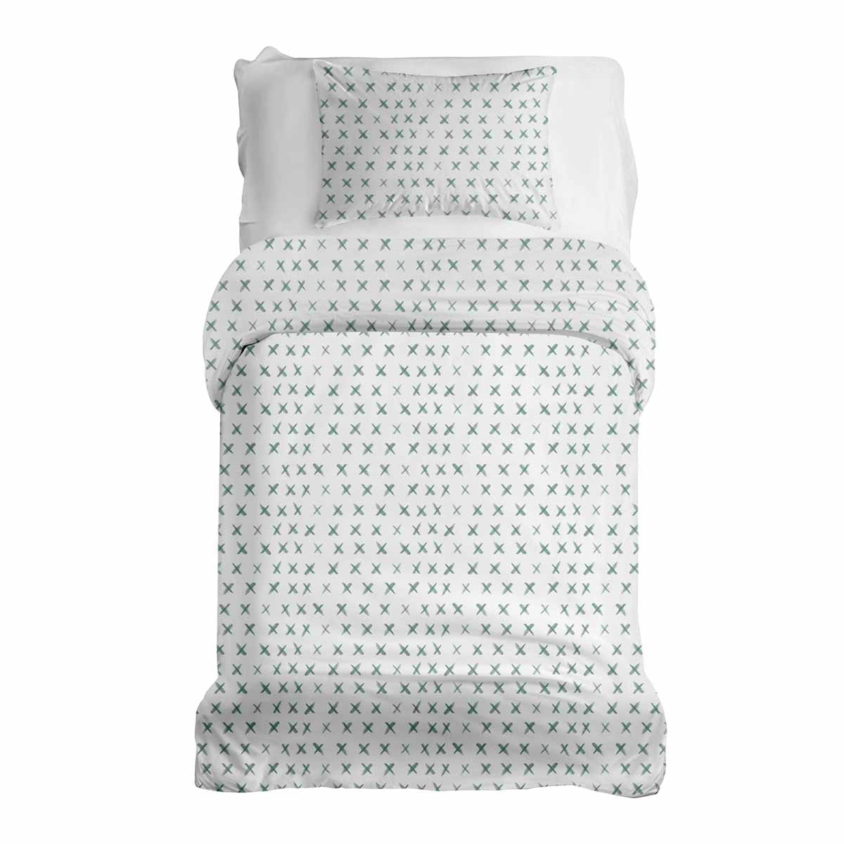 Set di biancheria da letto con coperte terapeutiche con croci verdi