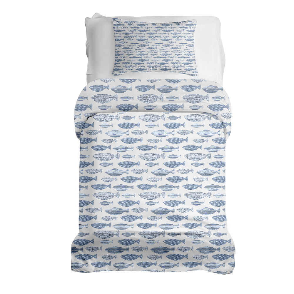 Set di biancheria da letto con coperte terapeutiche pesci blu