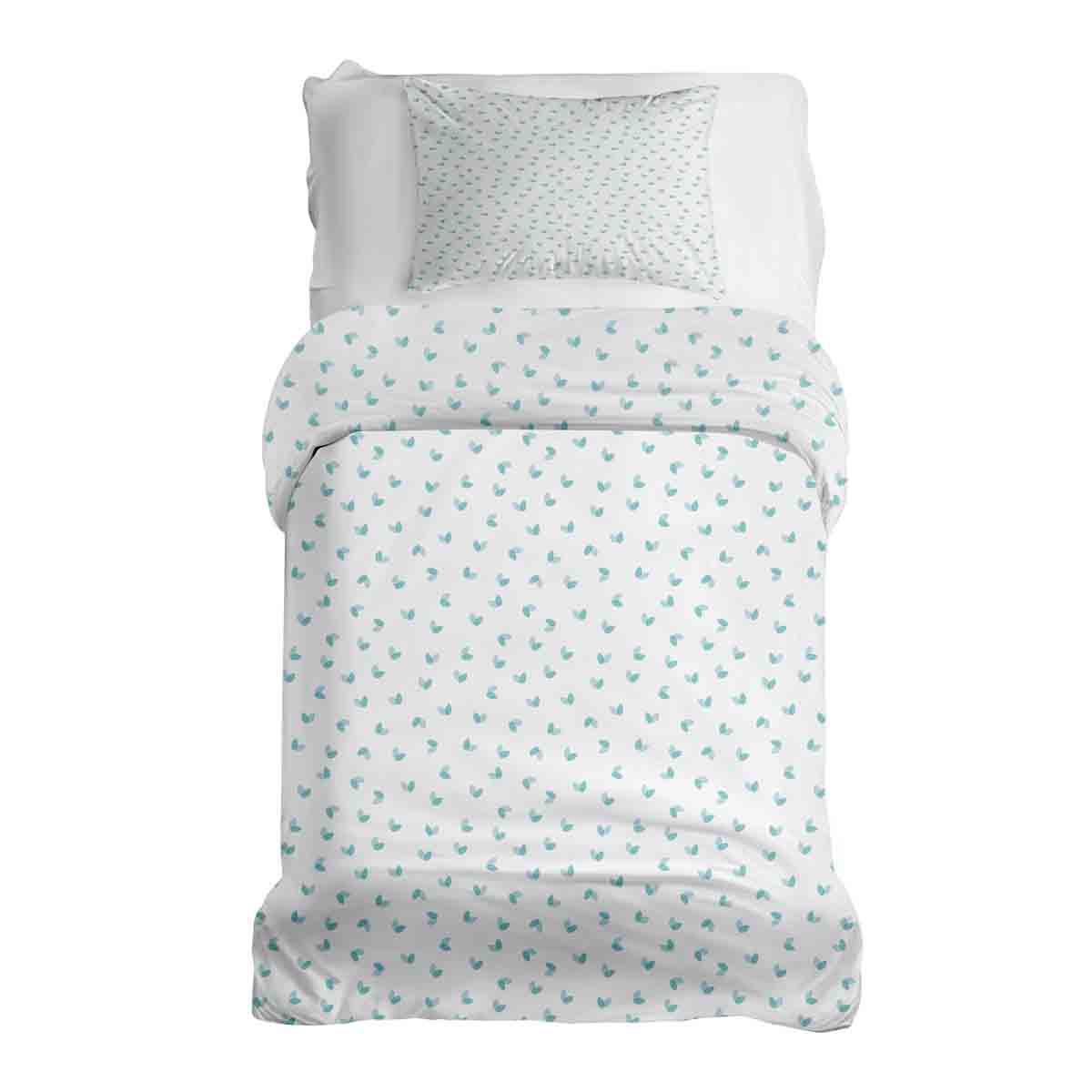 Set di biancheria da letto con coperte terapeutiche bianco con cuoricini blu