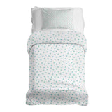 Set di biancheria da letto con coperta terapeutica bianca con cuoricini blu