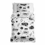 Set di biancheria da letto con coperte terapeutiche bianche con supereroi