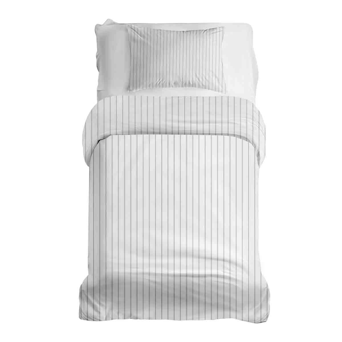 Set di biancheria da letto con coperte terapeutiche a righe grigio chiaro