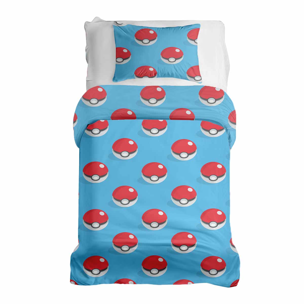 Set di biancheria da letto con coperta terapeutica azzurro chiaro con Pokemon