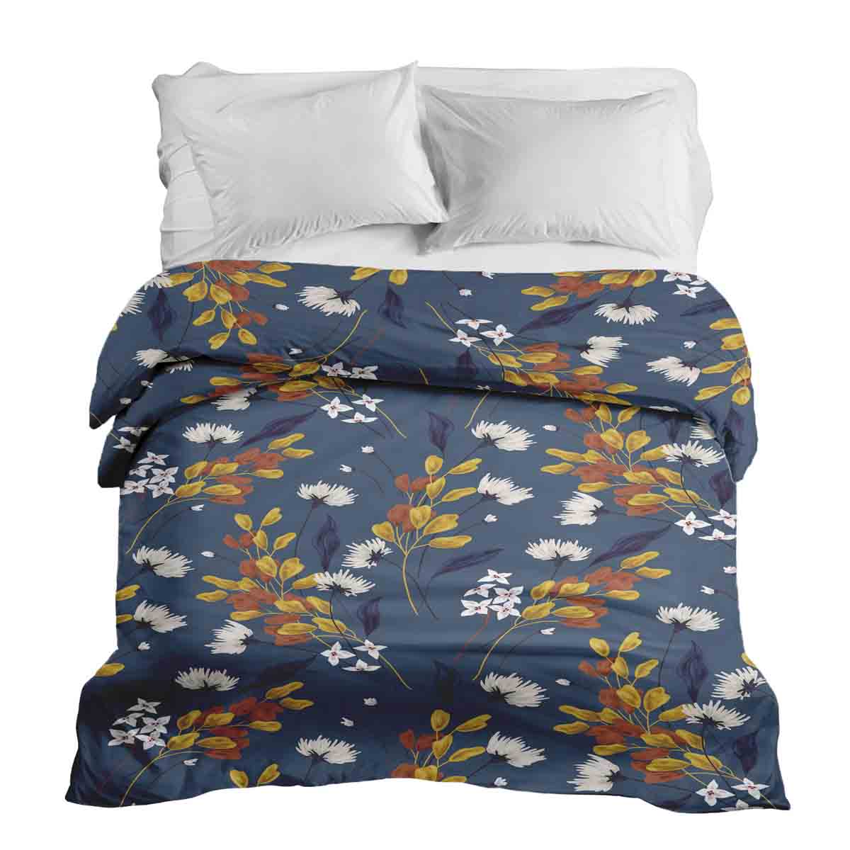 Coperta terapeutica originale - Rivestimento in cotone blu con mazzo di fiori