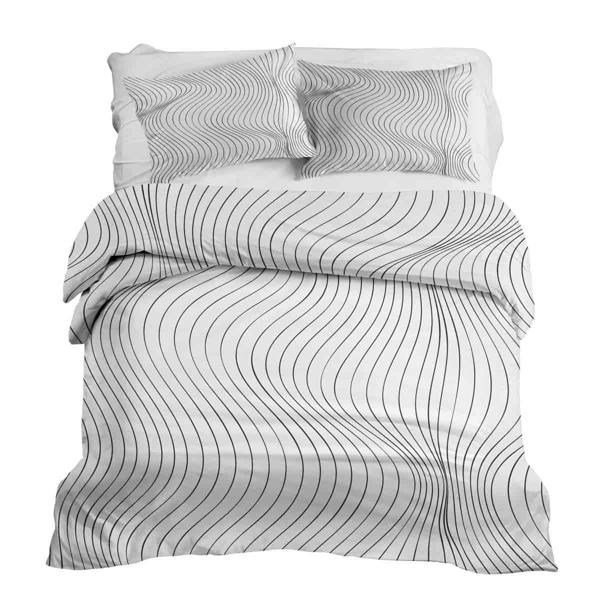Set di biancheria da letto con coperte terapeutiche onde radio nere