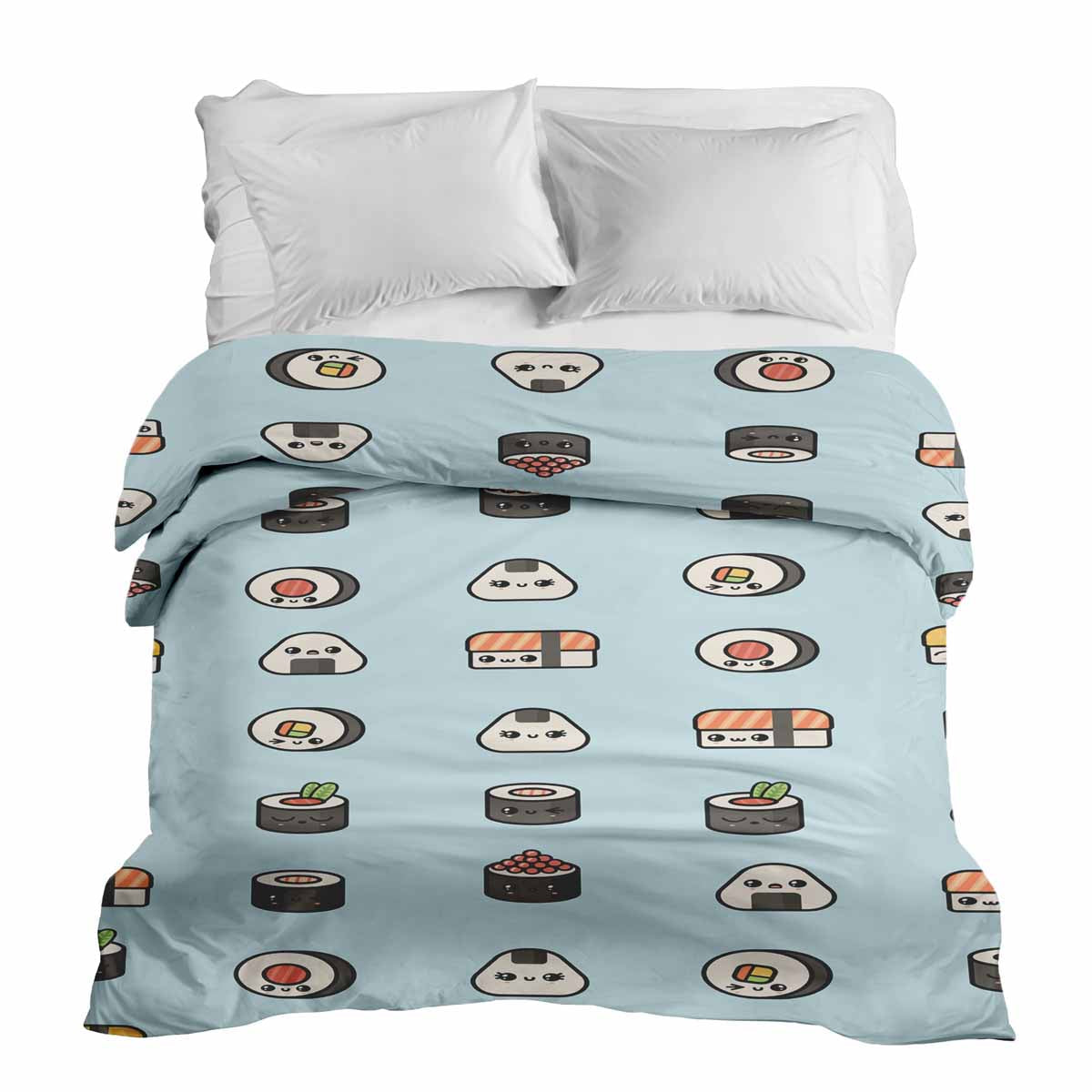 Coperta terapeutica originale - Rivestimento in cotone azzurro chiaro con sushi