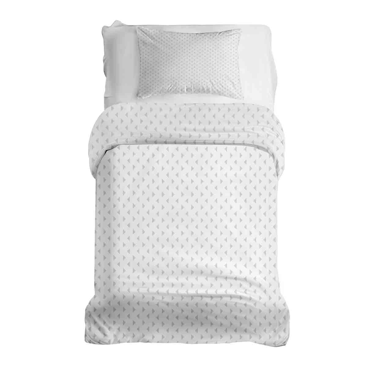 Set di biancheria da letto con coperte terapeutiche bianco con triangoli grigi