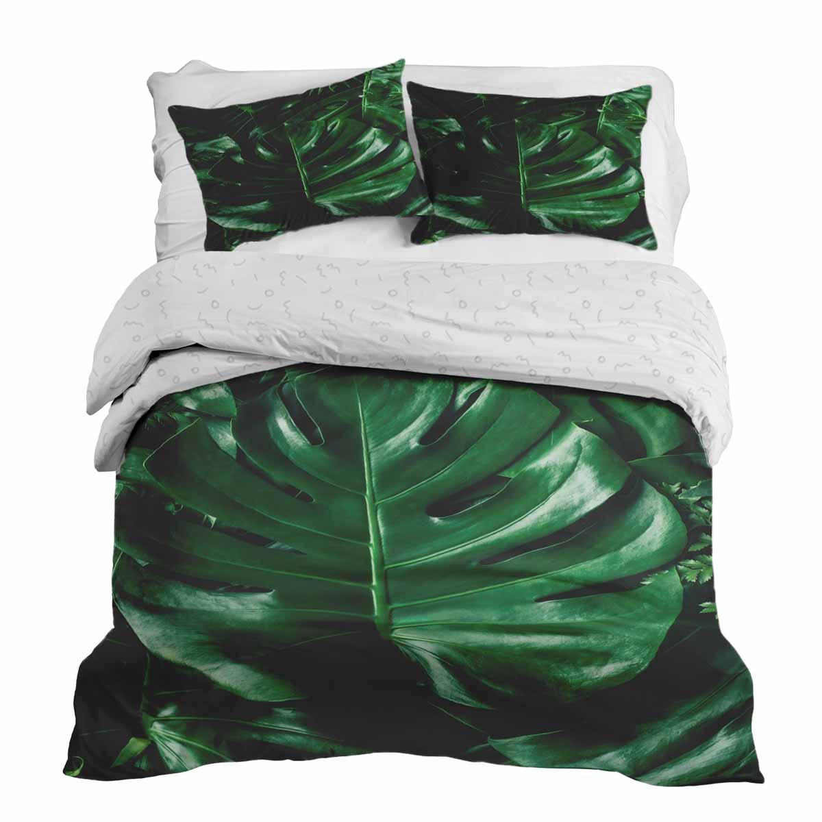 Set di biancheria da letto con coperta terapeutica e pianta Monstera