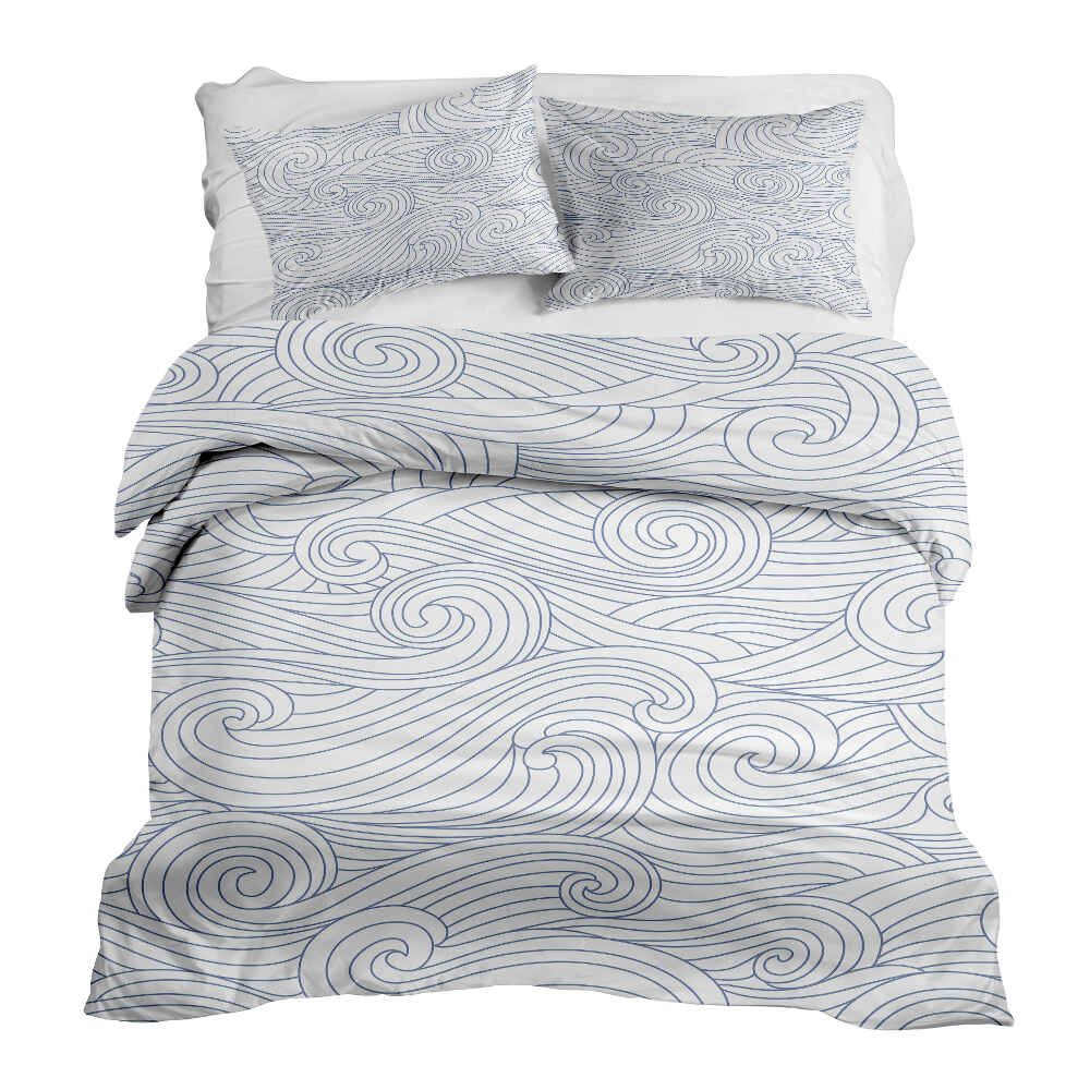 Set di biancheria da letto con coperte terapeutiche onde blu