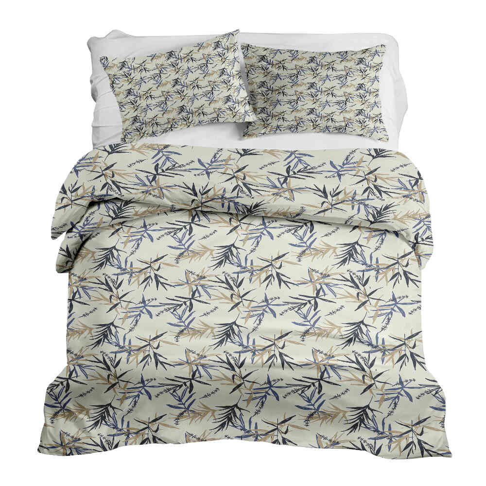 Set di biancheria da letto con coperta terapeutica motivo foglia beige