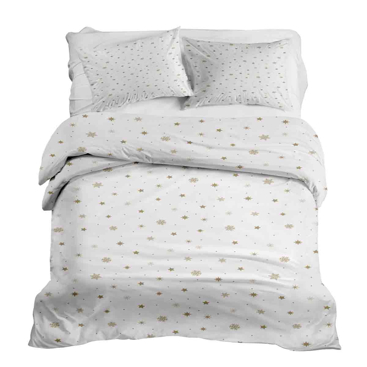 Set di biancheria da letto con coperte terapeutiche bianco con stelle dorate