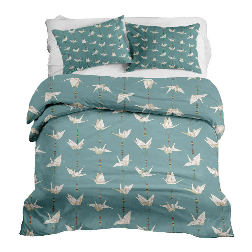 Set biancheria da letto con coperta terapeutica Origami Cigno