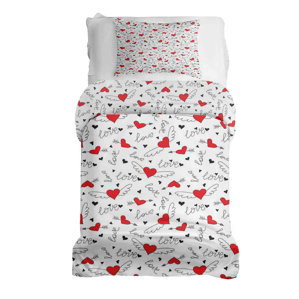 Set di biancheria da letto con coperta terapeutica L'amore dà le ali