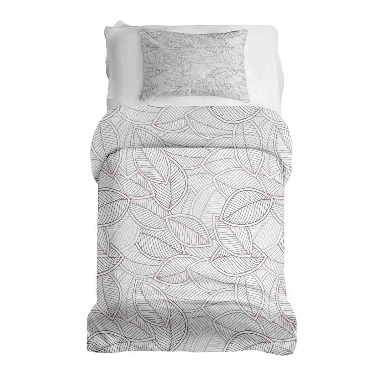Set di biancheria da letto con coperte terapeutiche e foglie di palma grigie
