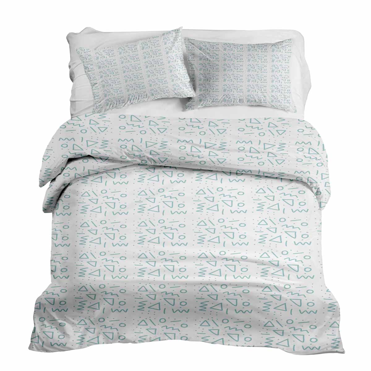 Set di biancheria da letto con coperte terapeutiche bianco con forme blu