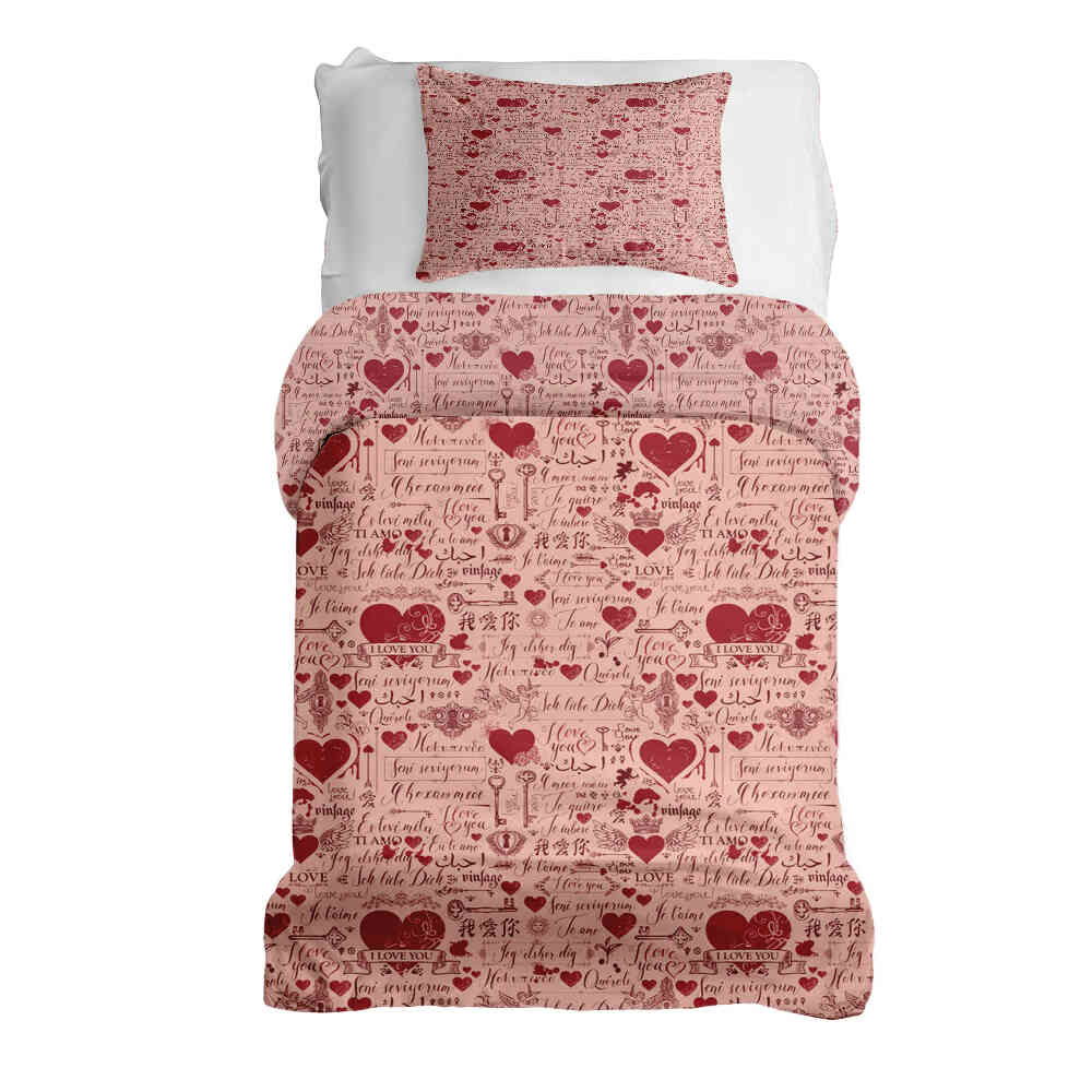 Set di biancheria da letto con coperta terapeutica rosa Ti amo