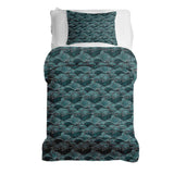 Set di biancheria da letto con coperte terapeutiche onde turchese-verde