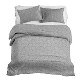 Set di biancheria da letto con coperta terapeutica grigia cuori geometrici
