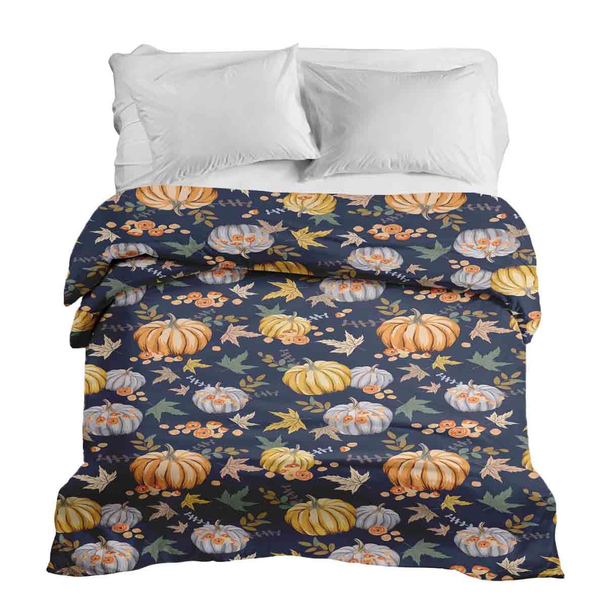 Coperta terapeutica originale - Rivestimento in cotone blu con zucche