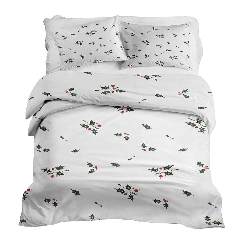 Set di biancheria da letto con coperte terapeutiche bianco rametti di vischio