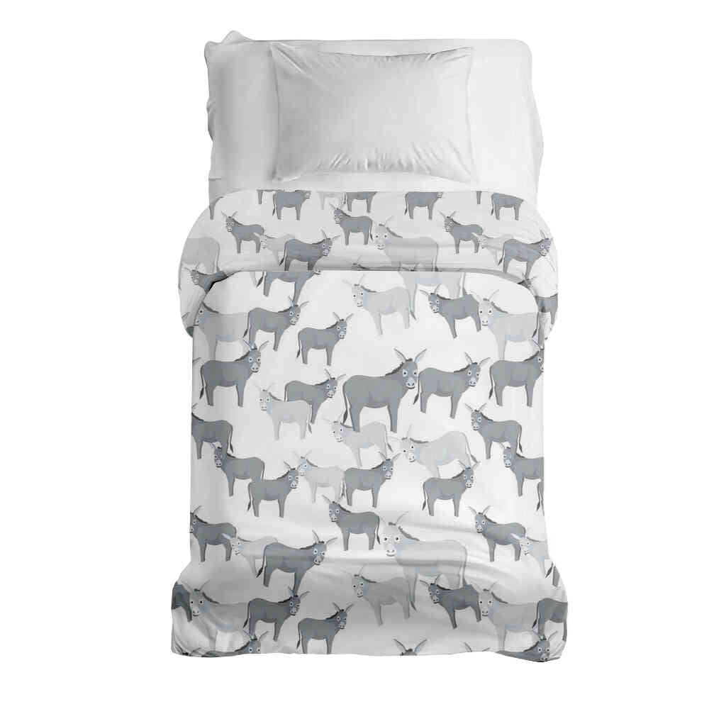 Coperta terapeutica originale - Rivestimento in cotone grigio con asini
