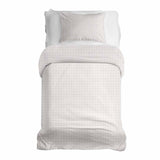 Set di biancheria da letto con coperta terapeutica a quadretti chiari