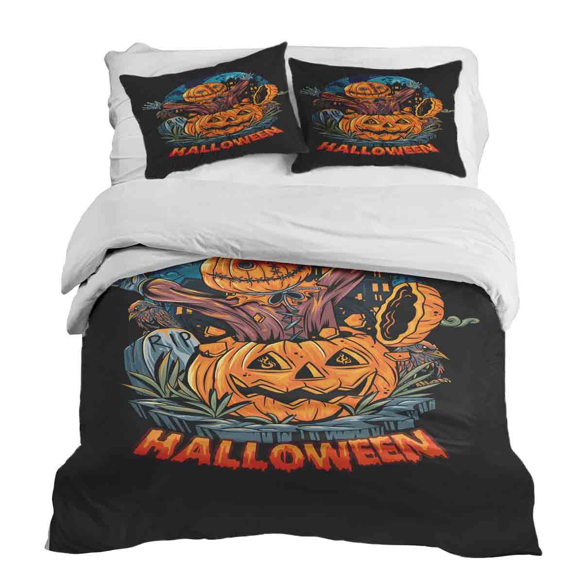 Set di biancheria da letto con coperta terapeutica Halloween Zucca