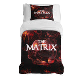 Set di biancheria da letto con coperta terapeutica rosso scritta The Matrix