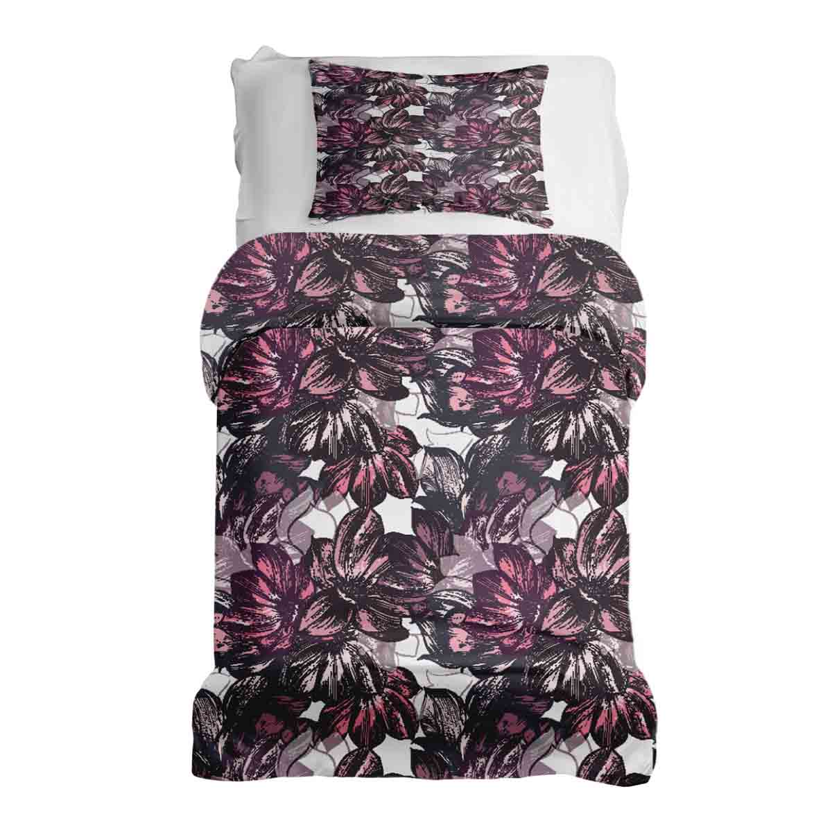 Set di biancheria da letto con coperta terapeutica e mare di fiori viola