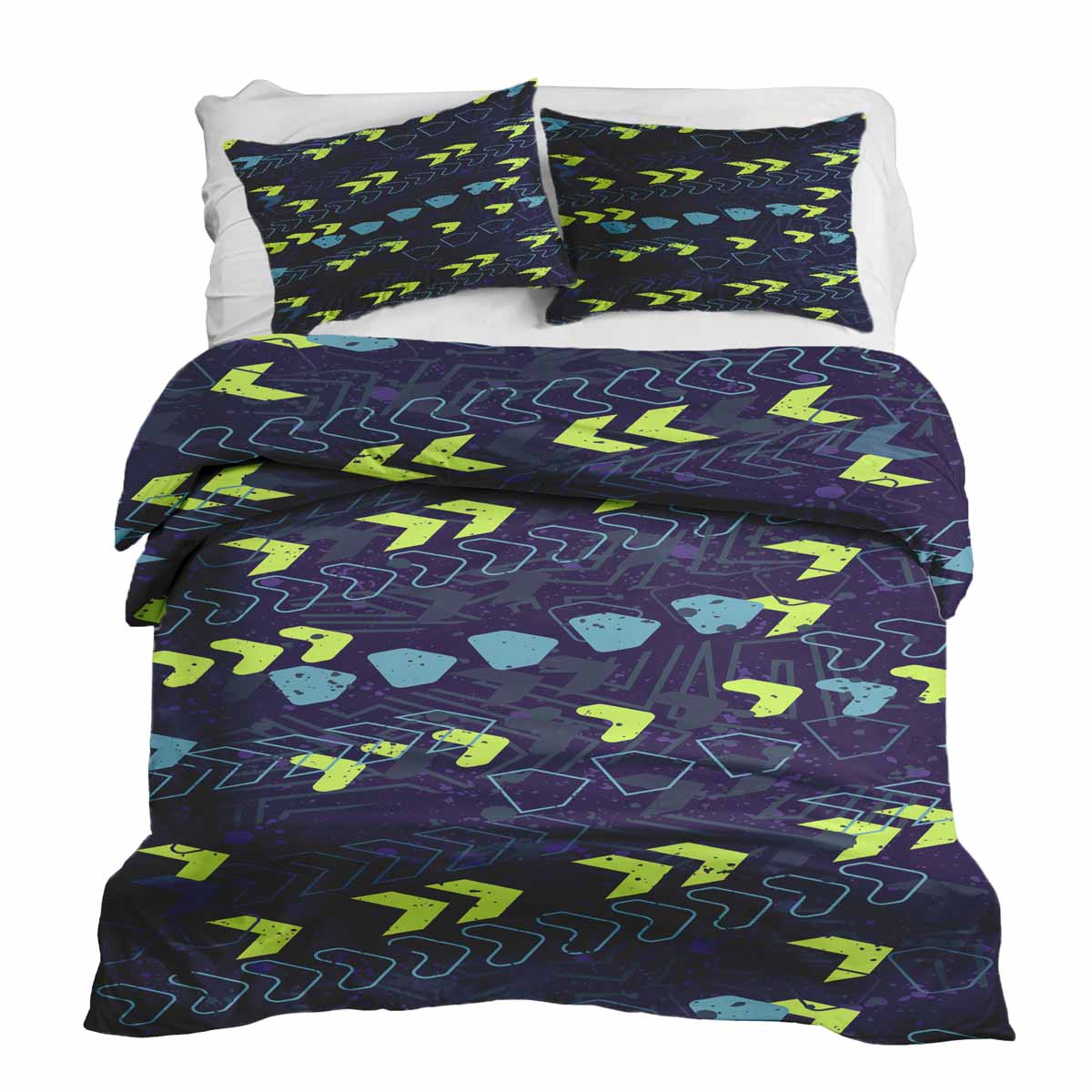 Set di biancheria da letto con coperte terapeutiche blu scuro con frecce