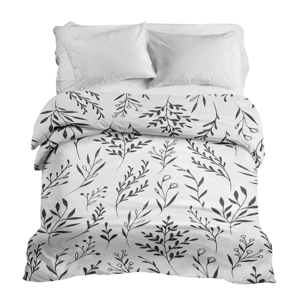 Coperta terapeutica originale - Rivestimento in cotone bianco con rami neri