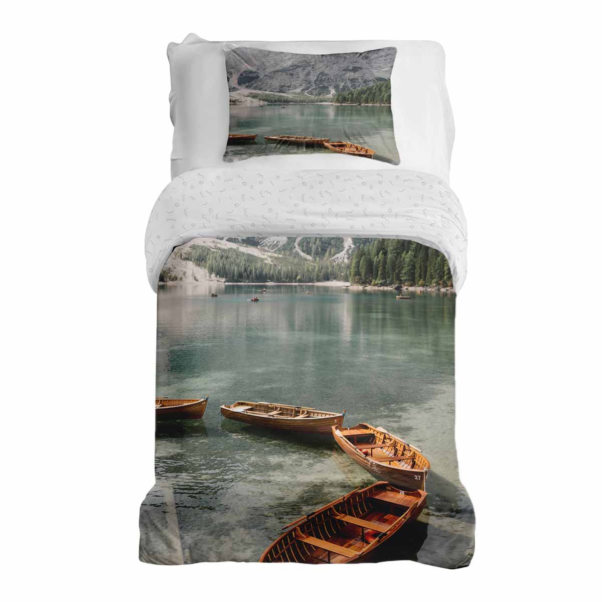 Set di biancheria da letto con coperte terapeutiche Lago con barche