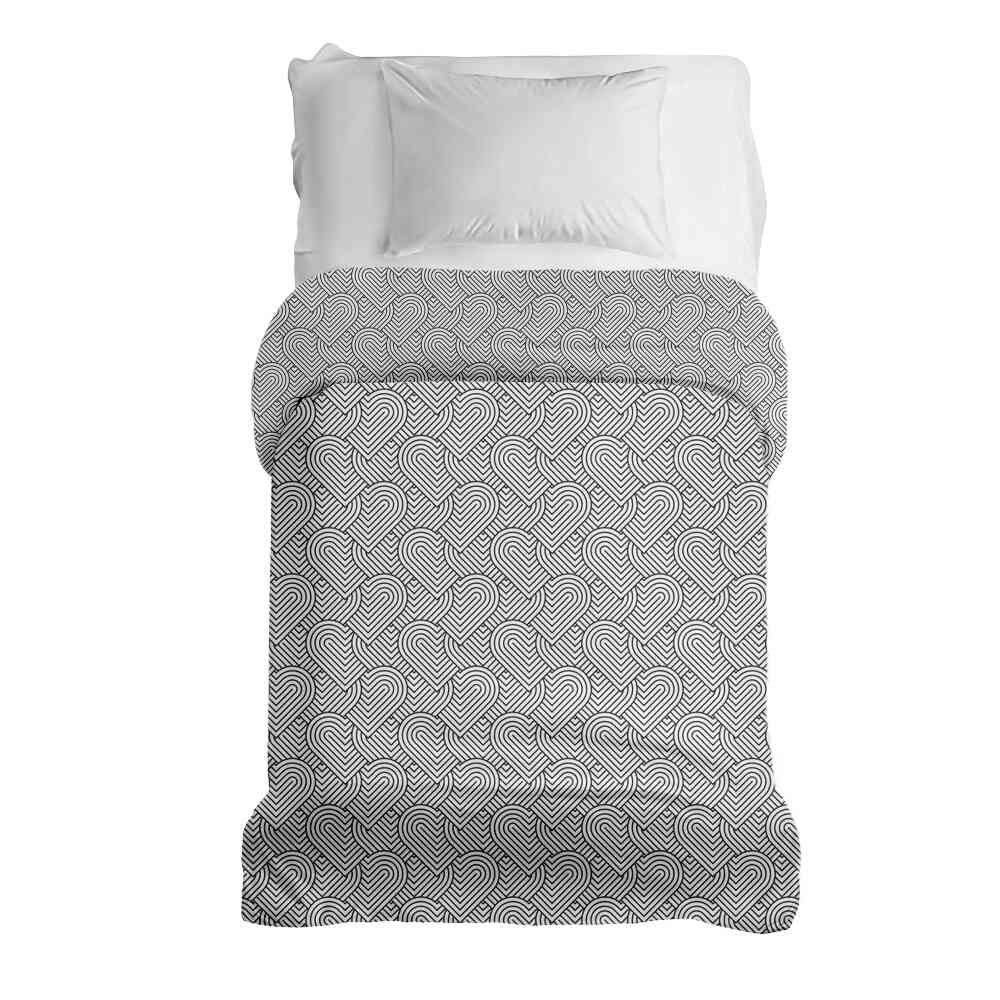 Coperta terapeutica originale - Rivestimento in cotone grigio cuori geometrici