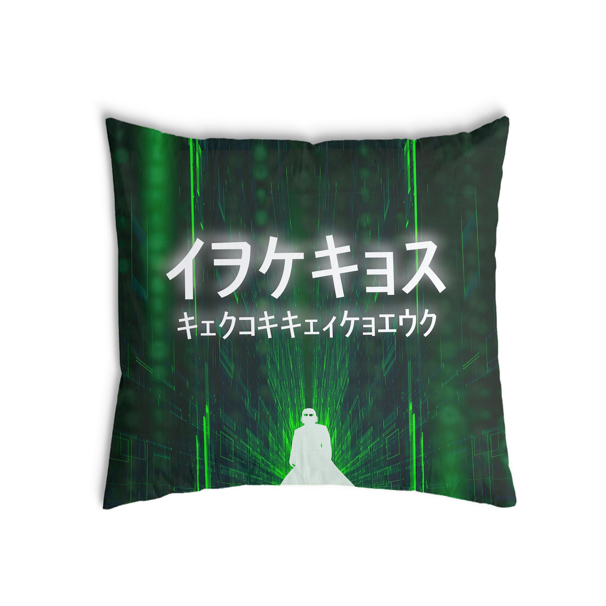 Cuscino per la salute in verde con caratteri scritti