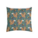 Cuscino salute verde con scoiattolo