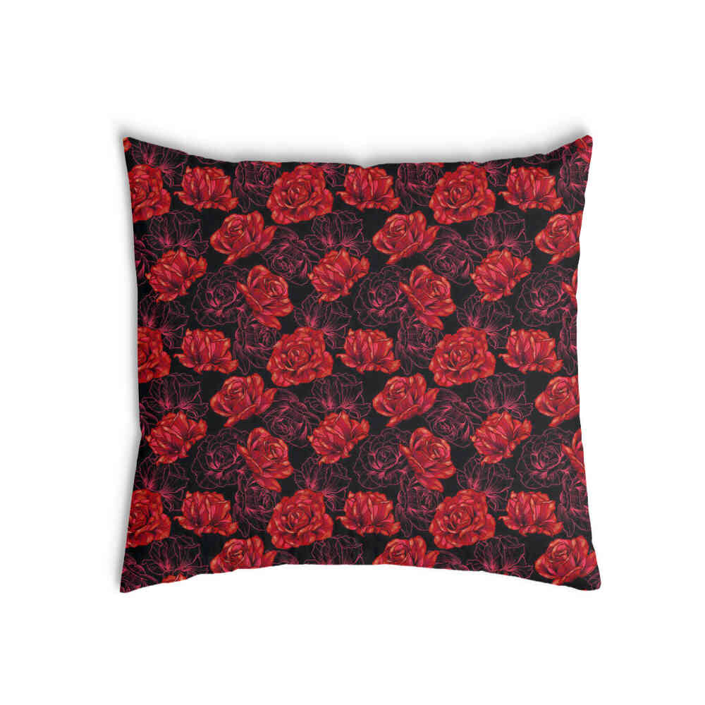 Cuscino sanitario nero con rose rosse