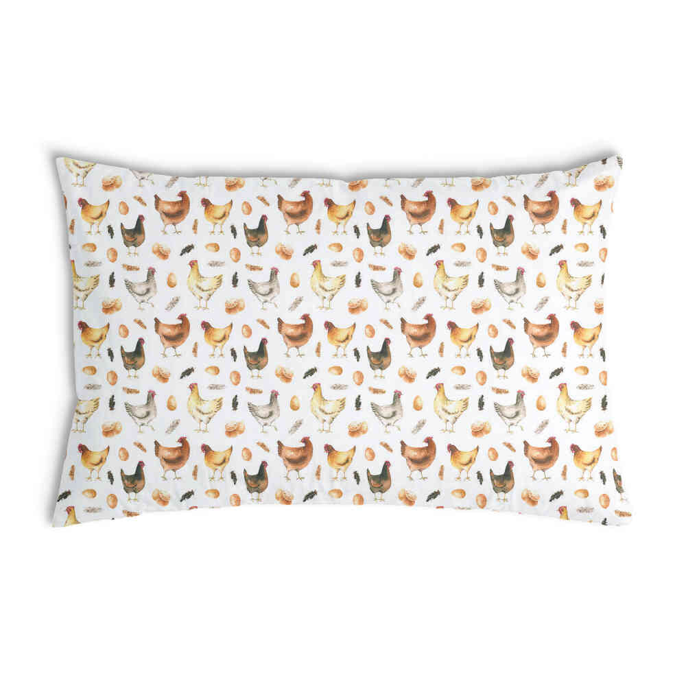Cuscino sanitario bianco con galline