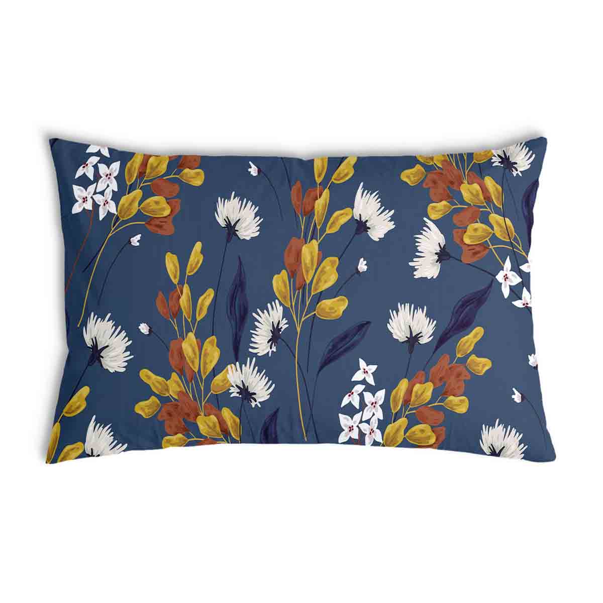 Cuscino sanitario blu con mazzo di fiori